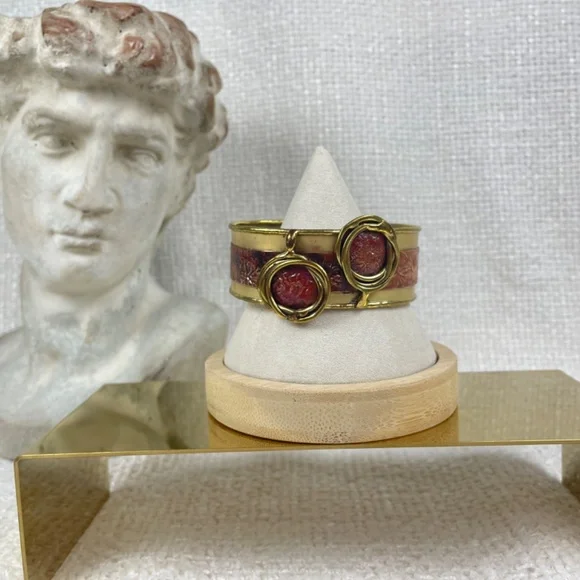 Set of Two Contemporary Artisan Cuff Bracelets Adjustable - Picture 3 of 7